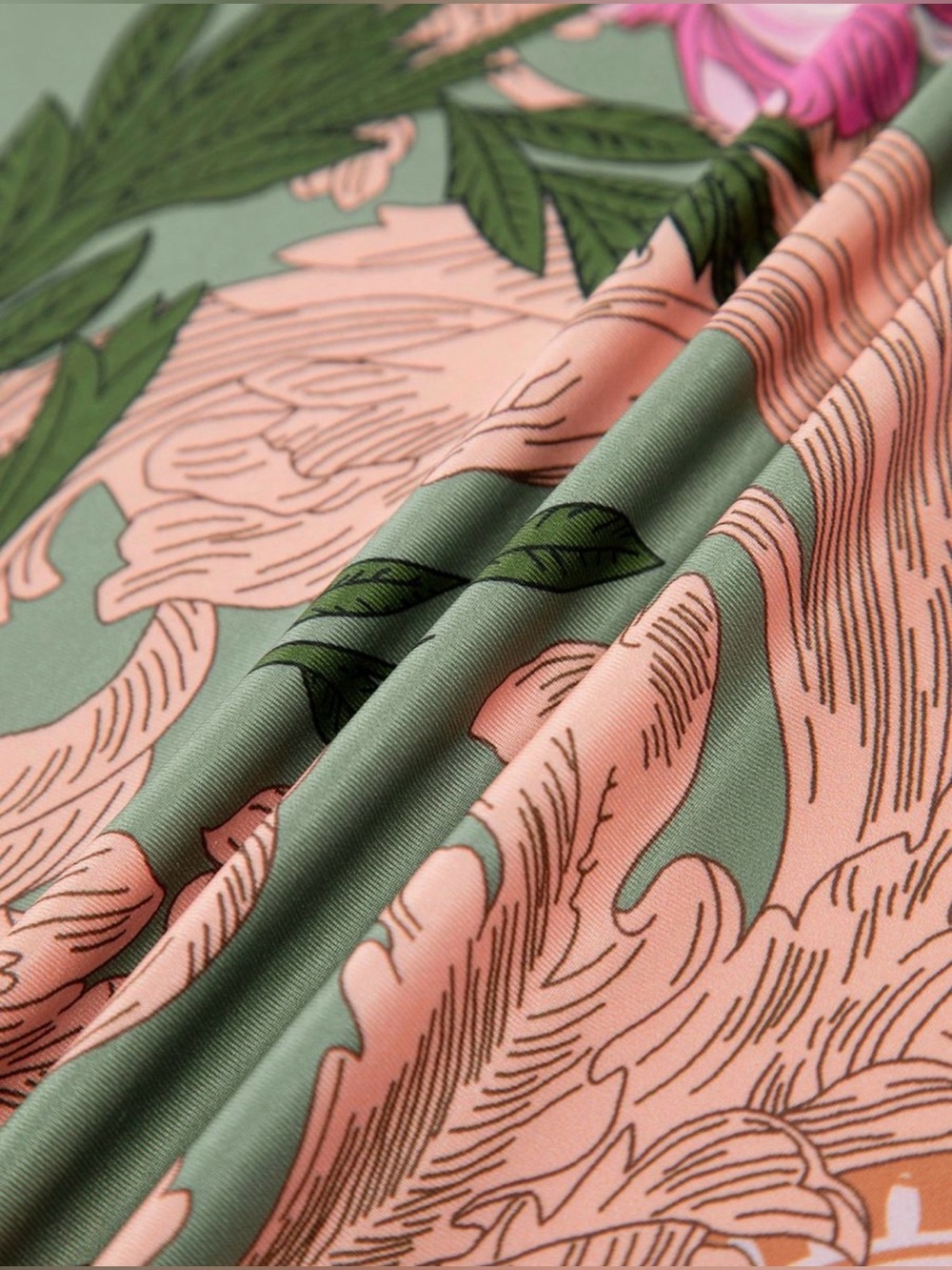 Commense Olive Green Maxi Slip Dress with Pink Floral Print - Picture 5 of 8